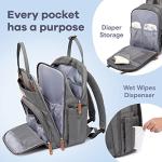Diaper Bag Backpack, RUVALINO Multifunction Travel Back Pack Maternity Baby Changing Bags, Large Capacity, Waterproof and Stylish, Iron Gray
