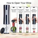 CIRCLE JOY Electric Wine Bottle Openers Set -- Automatic Corkscrew Opener Battery Powered Motorized Cordless Puller Combo with Foil Cutter Vacuum Stopper Wine Aerator Pourer , Black