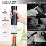 CIRCLE JOY Electric Wine Bottle Openers Set -- Automatic Corkscrew Opener Battery Powered Motorized Cordless Puller Combo with Foil Cutter Vacuum Stopper Wine Aerator Pourer , Black