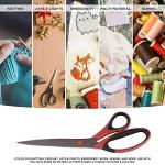 BambooMN Titanium Softgrip Scissors Set for Sewing, Arts, Crafts, Office - 1 set of 3 - Red w/ Black Inlays