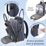 Diaper Bag Backpack, RUVALINO Multifunction Travel Back Pack Maternity Baby Changing Bags, Large Capacity, Waterproof and Stylish, Navy Blue