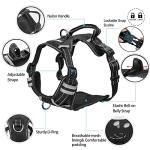 WINSEE Dog Harness No Pull, Pet Harnesses with Dog Collar, Adjustable Reflective Oxford Outdoor Vest, Front/Back Leash Clips for Small, Medium, Large, Extra Large Dogs, Easy Control Handle for Walking