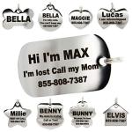 Stainless Steel Pet ID Tags - Engraved Personalized Dog Tags , Cat Tags Front & Back up to 8 Lines of Text â Bone, Round, Heart, Flower, Badge, House, Star, Rectangle, Bow Tie
