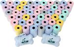 Dog Pet Waste Poop Bags Scented with Lavender in Rainbow Pastel with Leash Clip and Dispenser (1000 Bags, Lavender)