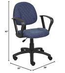 Boss Office Products Perfect Posture Delux Fabric Task Chair with Loop Arms in Blue