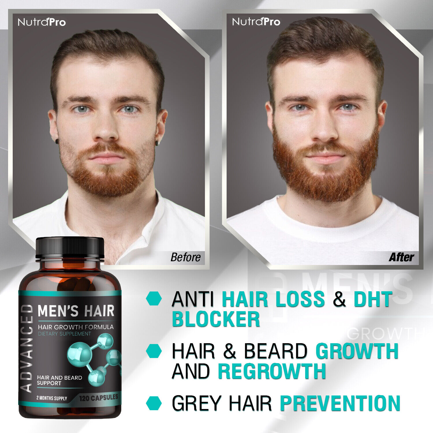Men's Hair Growth Vitamins - Regrow Hair & Beard