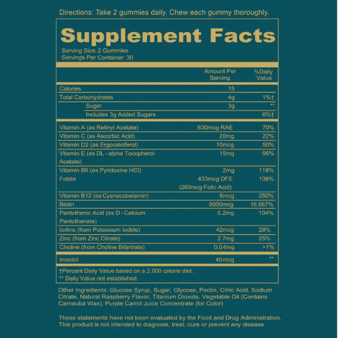 Extra Strength Vegan Biotin Gummies - Faster Hair Growth