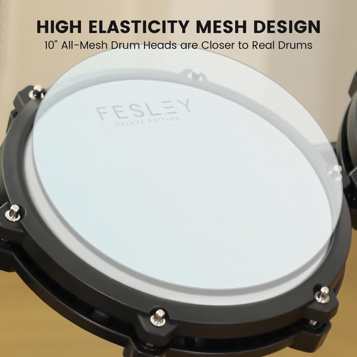 Fesley Electric Drum Set with 4 Quiet Mesh Pads