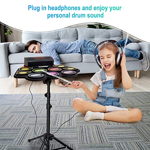 Rainbow Electric Kids Drum Set, 9 Pads