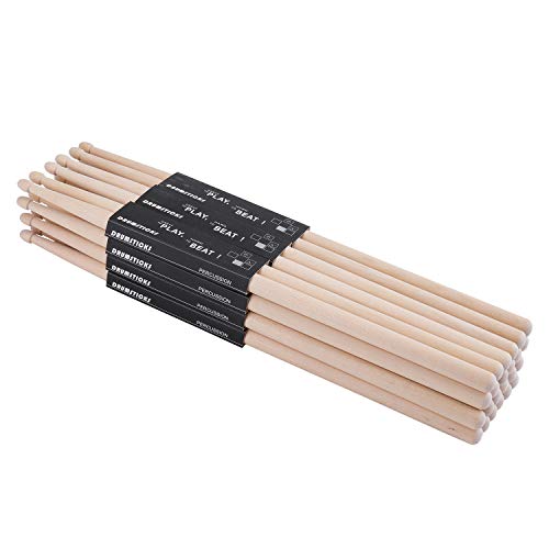 12 Pairs 5A Drumsticks: Maple Wood Sticks for All Ages