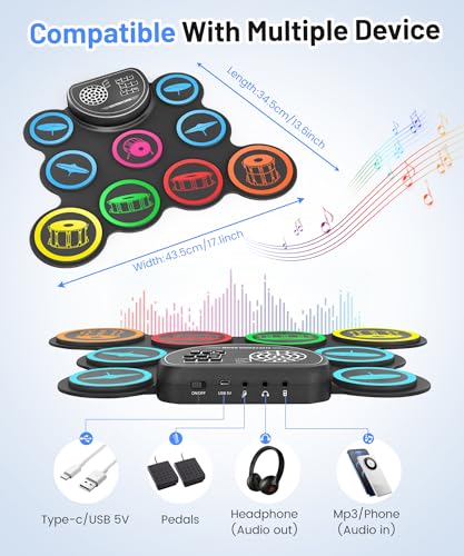 Sboet Electronic Drum Set: Portable, Headphone Jack, Playtime