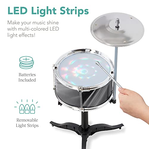 Kids Beginner Drum Kit with LED Lights - Black