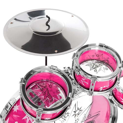 11-Piece Kids Beginner Drum Kit – Pink