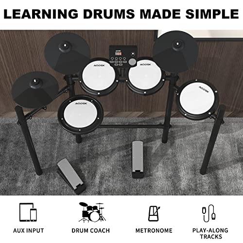 AODSK Electric Drum Kit - Beginner-friendly, 15 Kits, 195 Sounds