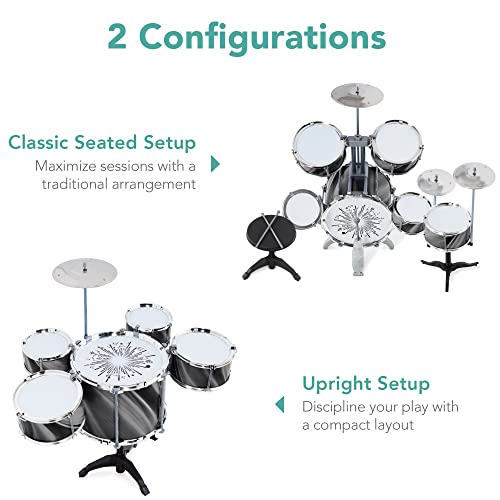 Kids Beginner Drum Kit with LED Lights - Black