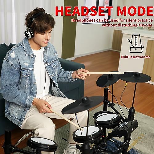 AODSK Electric Drum Kit - Beginner-friendly, 15 Kits, 195 Sounds
