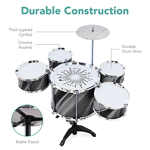 Kids Beginner Drum Kit with LED Lights - Black