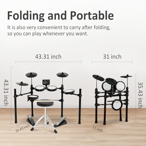 AODSK Electric Drum Kit - Beginner-friendly, 15 Kits, 195 Sounds