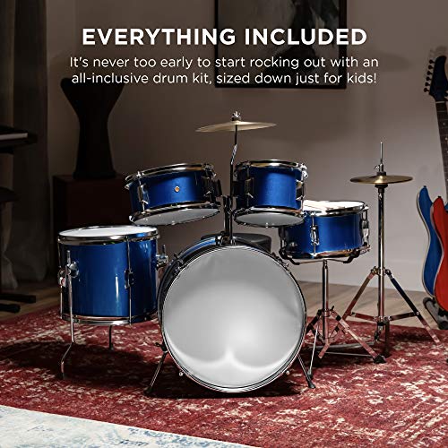 Kids 5-Piece Drum Kit with Cymbals & Pedal - Blue