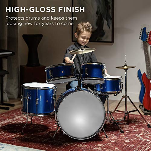 Kids 5-Piece Drum Kit with Cymbals & Pedal - Blue