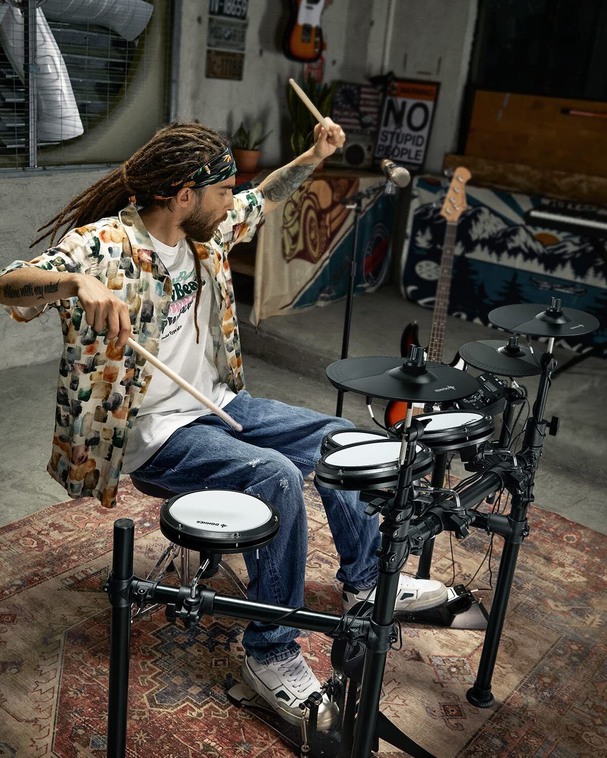 Donner DED-200 Electric Drum Set: Mesh Pads, Dual Zone