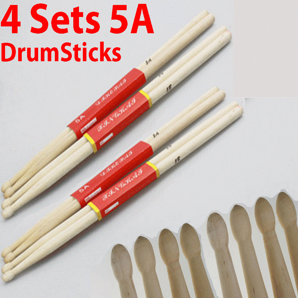 4 Pairs 5A Maple Wood Drumsticks for Jazz Rock