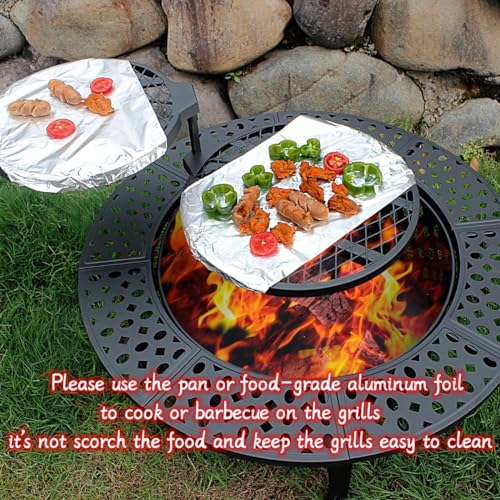 36 Inch Fire Pit with 2 Grills & Lid