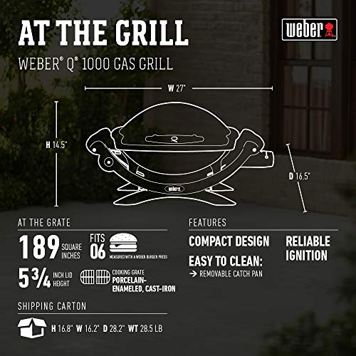 Weber Q1000 Titanium Propane Grill for Outdoor Cooking