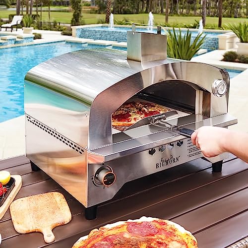BIG HORN Gas Pizza Oven with 13" Stone, Stainless Steel