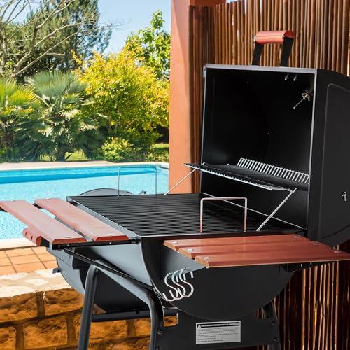 Royal Gourmet 30" Barrel Charcoal Grill with Side Table