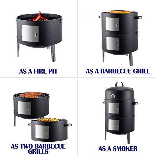 Realcook 17" Steel Charcoal Smoker - BBQ Grill
