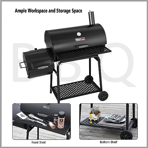 Royal Gourmet Charcoal Grill Offset Smoker with Cover