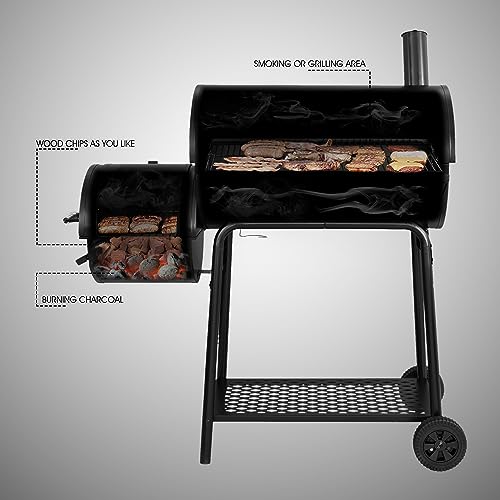 Royal Gourmet Charcoal Grill Offset Smoker with Cover