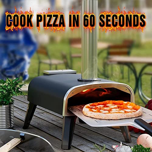 Outdoor 12" Wood Fired Pizza Oven, Portable Stainless Steel