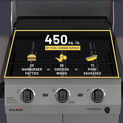 Char-Broil 3-Burner Cart Propane Gas Stainless Steel Grill