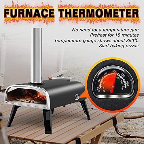 Outdoor 12" Wood Fired Pizza Oven, Portable Stainless Steel