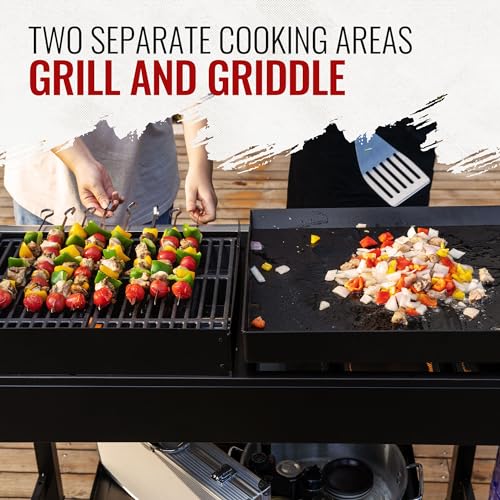 Portable 4-Burner Gas Grill with Griddle Combo & Legs