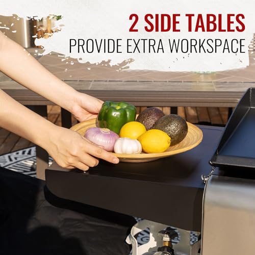 Portable 4-Burner Gas Grill with Griddle Combo & Legs
