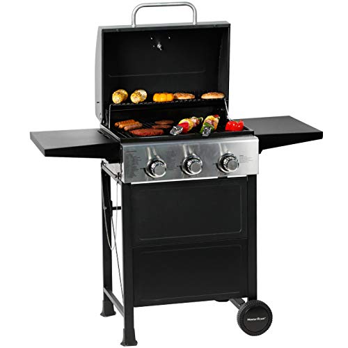MASTER COOK 3 Burner Gas Grill, Stainless Steel