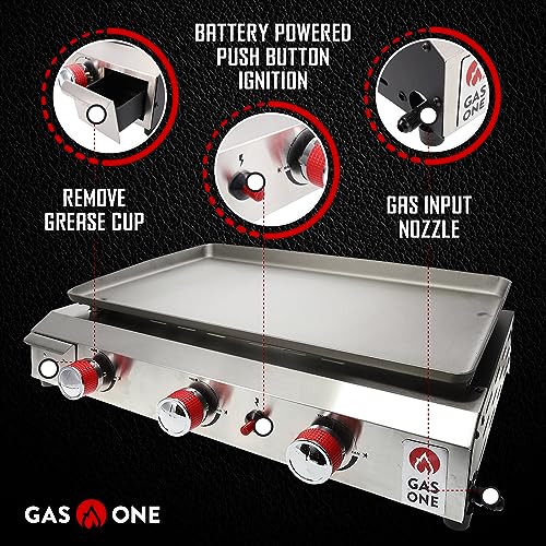 Gas One Portable Flat Top Grill with 3 Burners