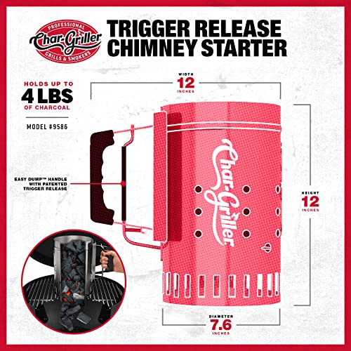 12-Inch Char-Griller Chimney Starter for Quick BBQ Coals