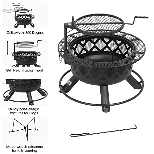 Bali Outdoors Fire Pit with Removable Cooking Grill