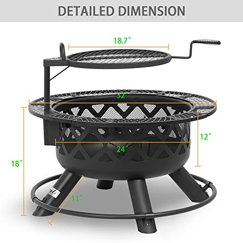 Bali Outdoors Fire Pit with Removable Cooking Grill