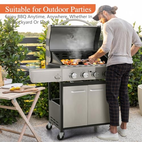 Sophia & William 4-Burner Gas BBQ Grill, Stainless Steel
