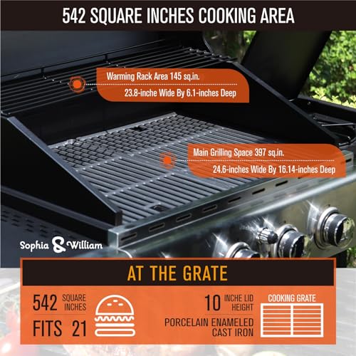 Sophia & William 4-Burner Gas BBQ Grill, Stainless Steel