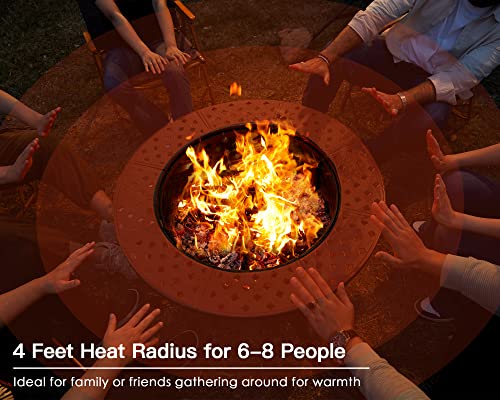 36" Fire Pit with 2 Grill, Lid, Metal Table