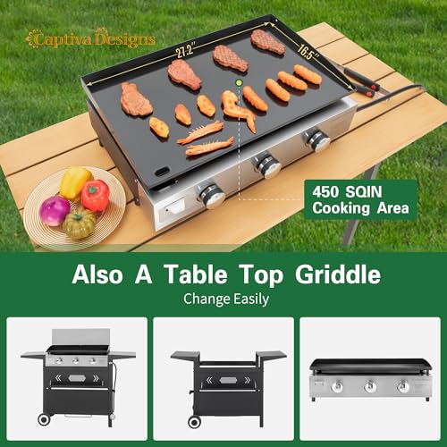 Captiva Designs 36" Gas Griddle Station, 3-Burner Flat Top