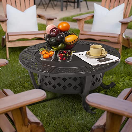 Aoxun 36" Outdoor Wood Burning Fire Pit with Grills