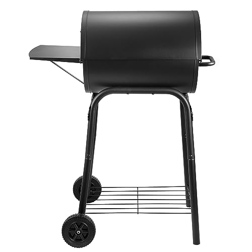Barrel Charcoal Grill with Side Table for BBQ