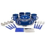Stansport 24-Piece Enamel Tableware Set - Blue
